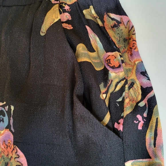 Everly Black Floral Trousers Pants,size S - Picture 6 of 8